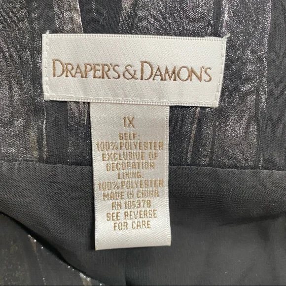 Drapers & Damons Black & Silver Blouse Size 1X - Picture 5 of 5